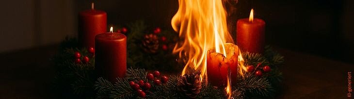 Brennender Adventskranz