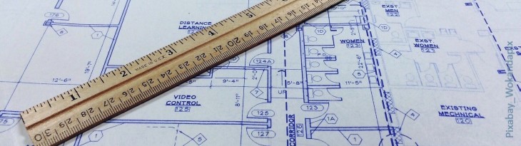 Bauplan mit Lineal