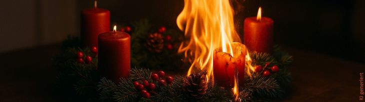 Brennender Adventskranz